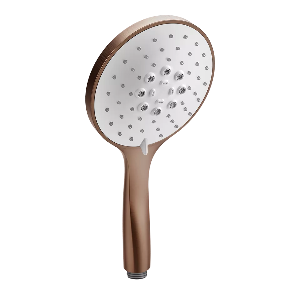 Gessi Antikalk-Handbrause, Durchmesser: 130mm, 3-Strahl, mit weißem Einsatz, bei 3 bar Druck ca. 9 l/min, kupfer gebürstet PVD - 14376708