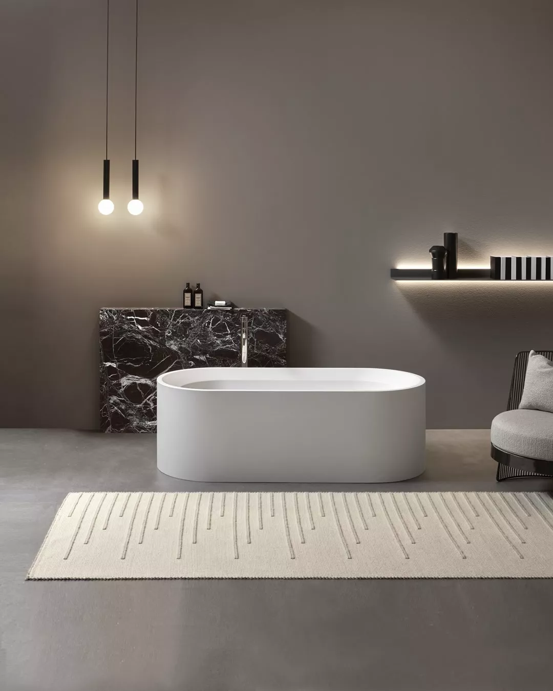 antoniolupi OASI freistehende Badewanne aus Cristalplant®, Breite: 180cm, Tiefe: 85cm, Höhe: 55cm, weiß matt-OASI40