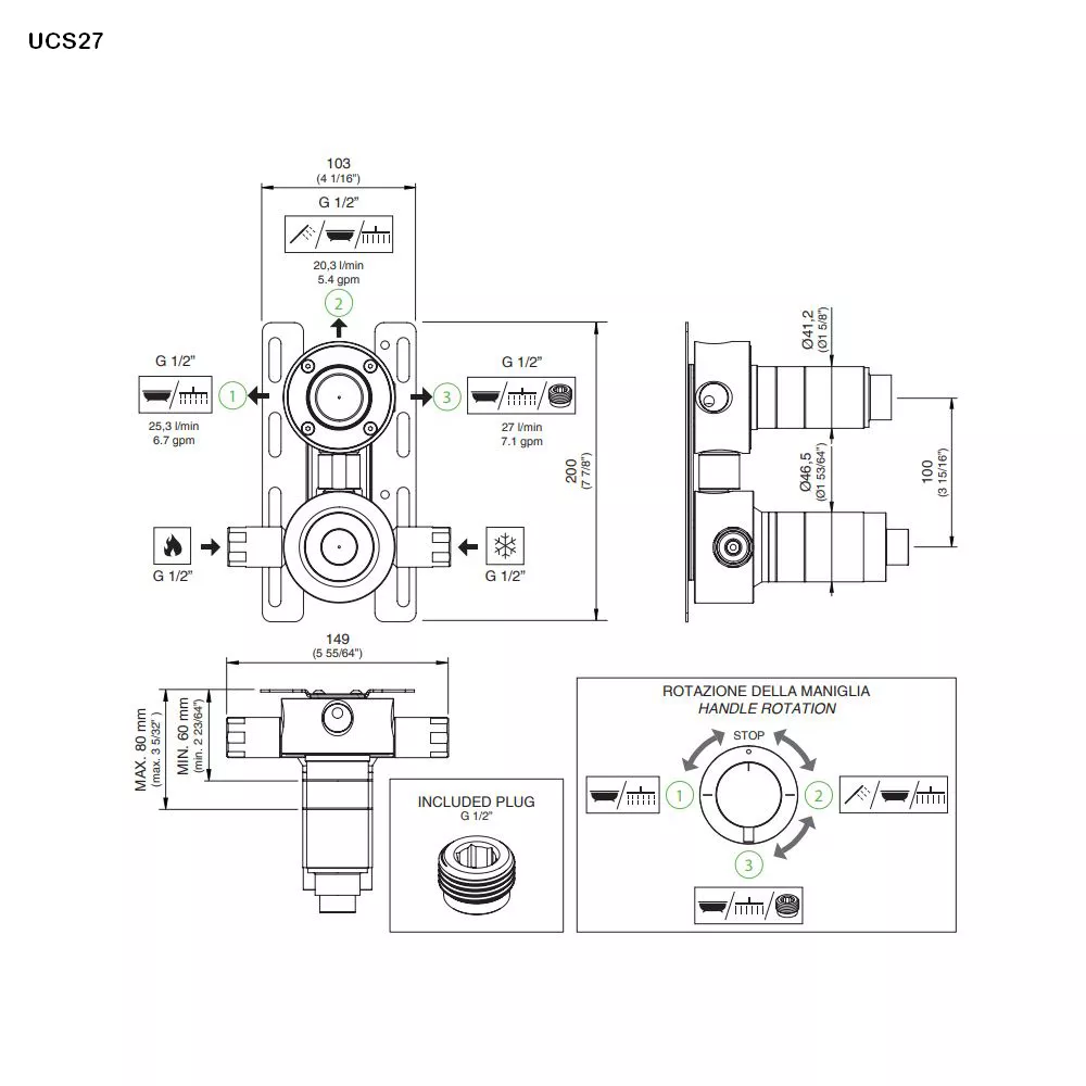cea Unterputz-Einbauteil-Thermostat mit 2/3-Wege-Umstellung-UCS27