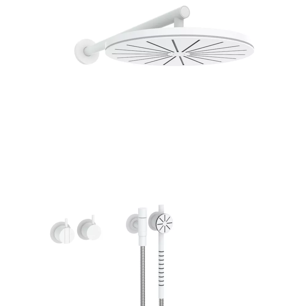 vola 2471S-061 Unterputz-Brause-Einhebelmischer mit 2-Wege-Umstellung, Wand-Regenbrause 060, Hebel:25mm, weiß matt-2471S-061-28