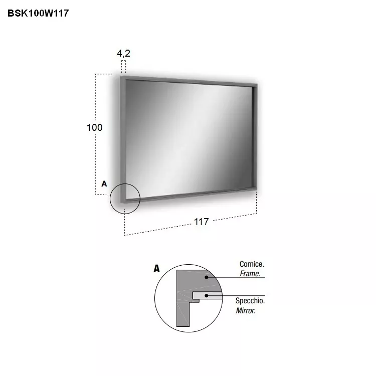 antoniolupi BESPOKE rechteckiger LED-Spiegel, 4000K-BSK100W117