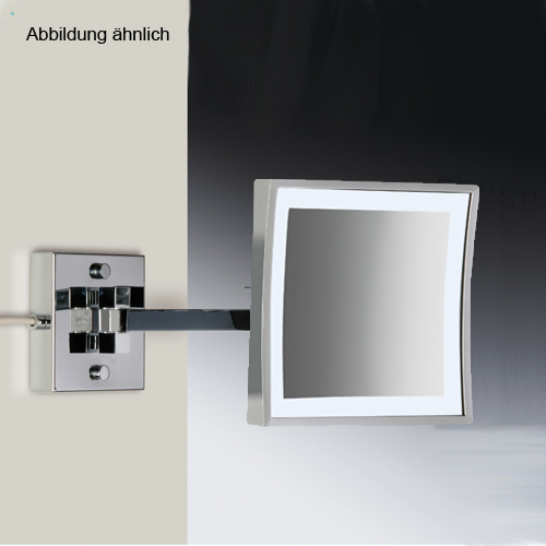 WINDISCH 99659/1 LED-Wand-Kosmetikspiegel mit Schalter 1-armig, nickel satiniert/3-fach/Stecker-99659/1SNI3X