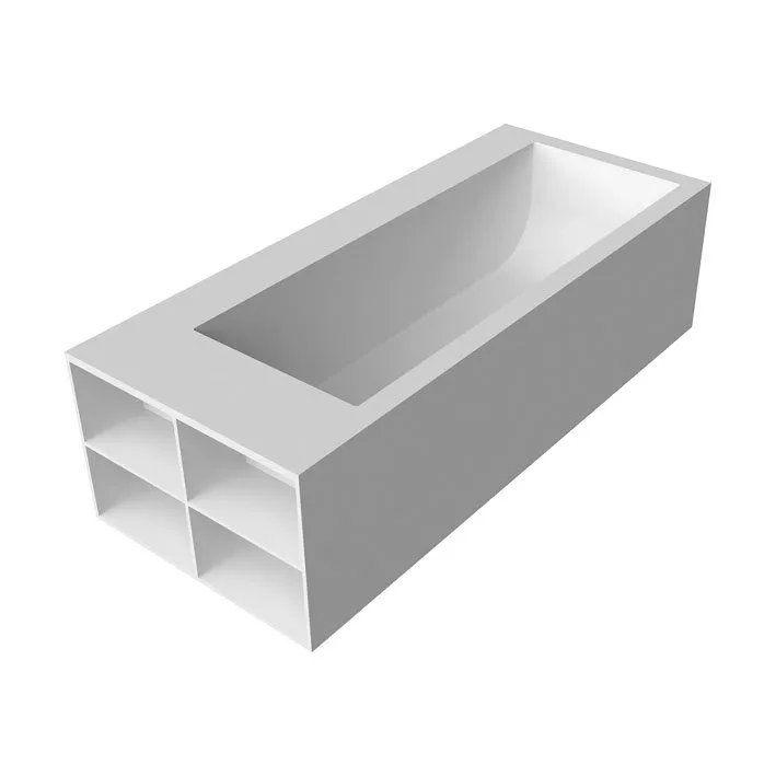 antoniolupi BIBLIO Badewanne mit Armaturenrand hinten und seitlichen Ablagefächern, 190x80x53,5cm, 2 Seiten verkleidet, Version links, weiß matt, Ablaufgarnitur weiß matt-BIBLIO422L_SX