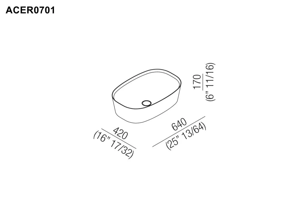 Agape NEB Aufsatzbecken aus Cristalplant®, Breite: 64cm, Tiefe: 42cm, Höhe: 17cm, inklusive Ablaufgarnitur, weiß matt - ACER0701ZZ