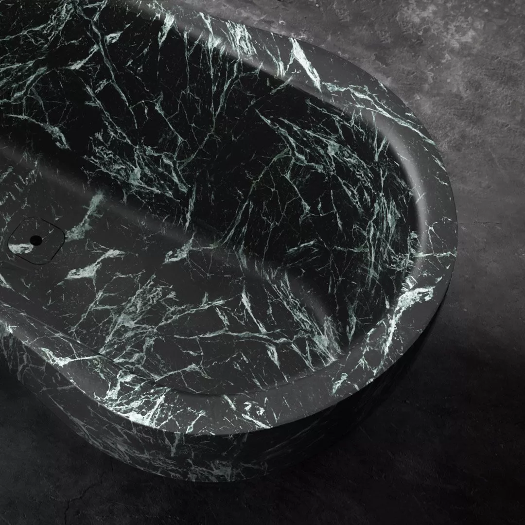 antoniolupi FIDA freistehende Oval-Badewanne aus Naturstein, 170x80x55cm, verde alpi-FIDA-VERDEALPI