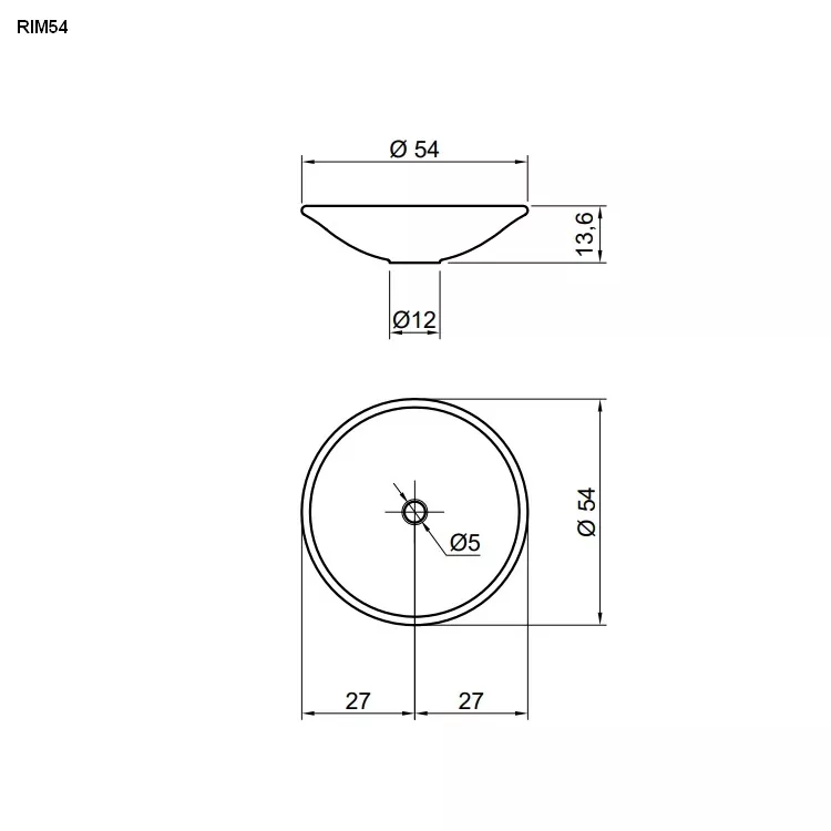 antoniolupi RIM rundes Aufsatzbecken, D:54cm, weiß matt, Ablaufgarnitur weiß matt-RIM54