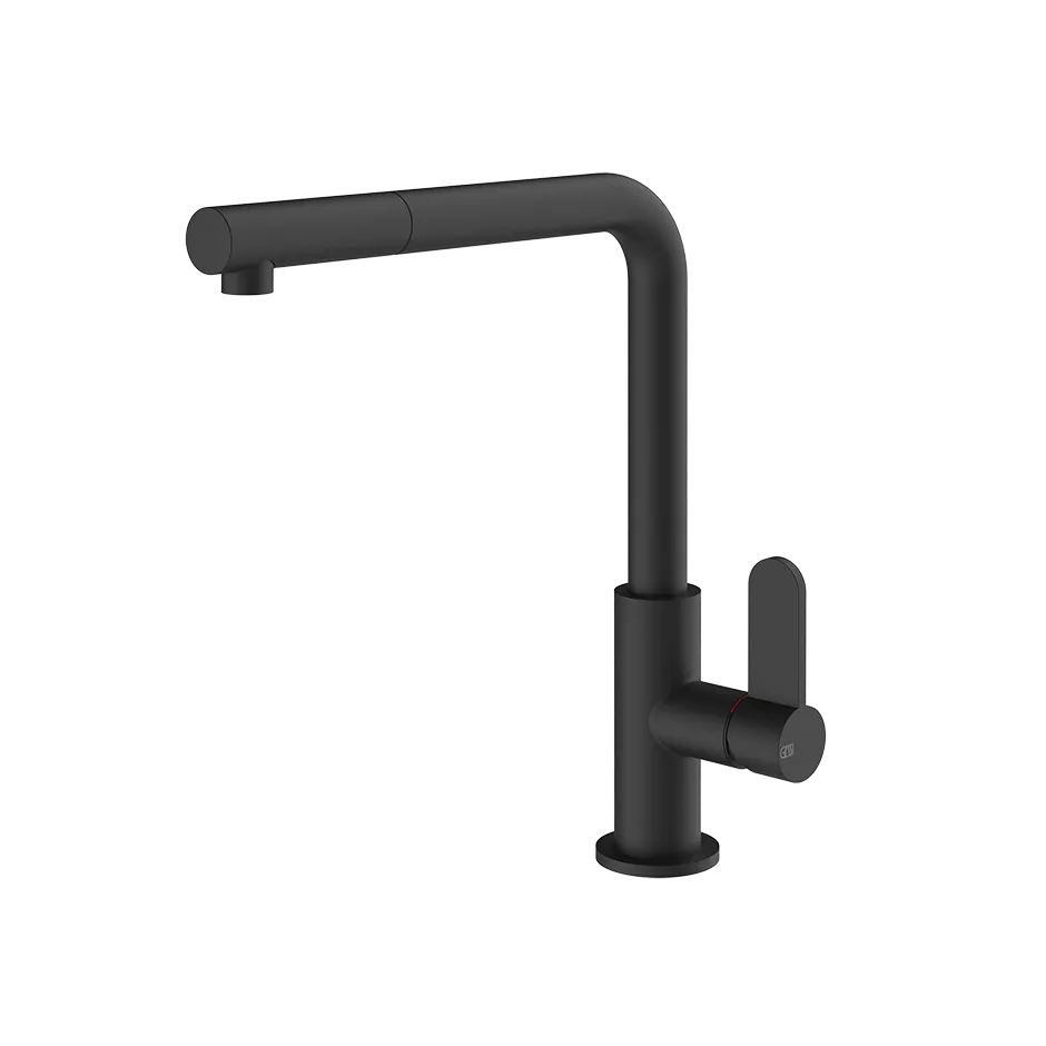 Gessi HELIUM Einhebelmischer mit Schwenkarm und Auszugsbrause mit 1 Strahlfunktion, schwarz matt - 50103299