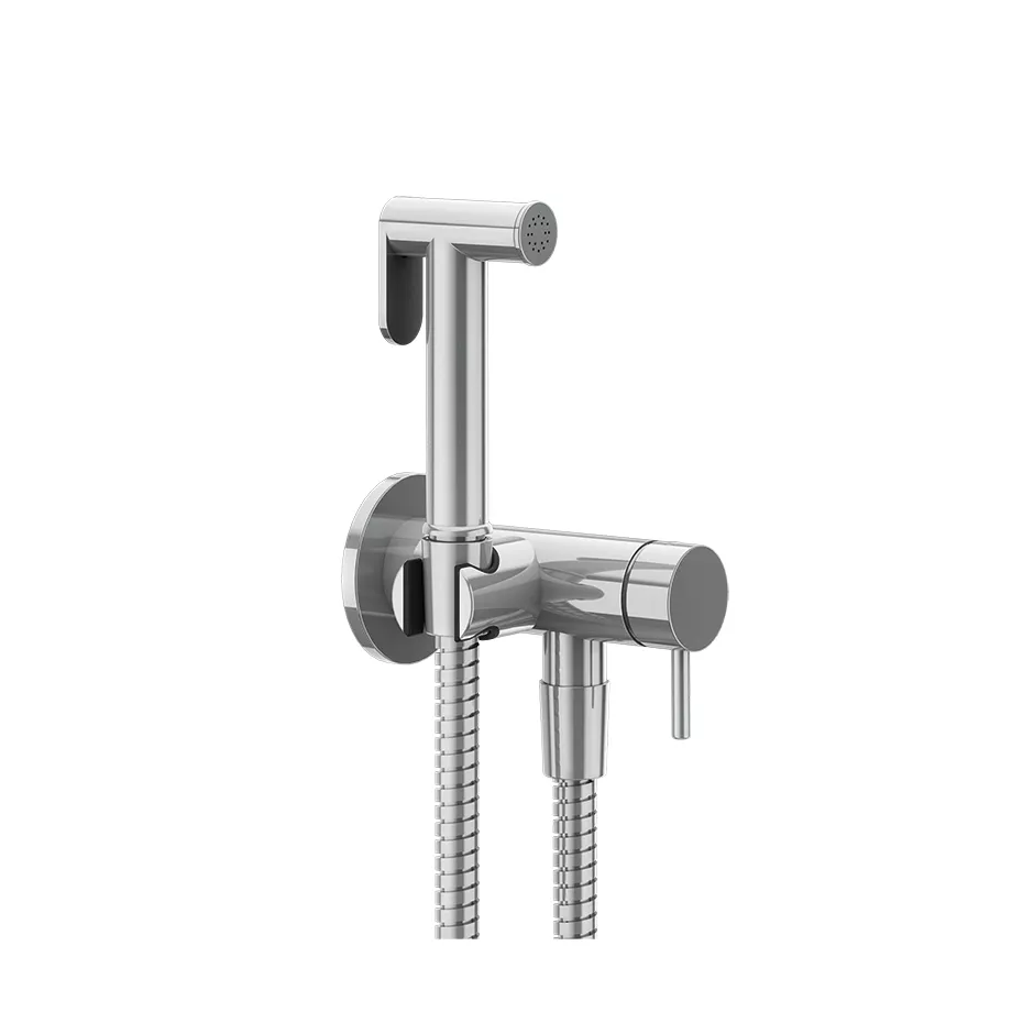 Gessi 316 Hygiene-Shut-Off-Handbrause mit Wandanschlussbogen, Brausehalter und Einhebelmischer zur Wandmontage, 1/2 Anschluss, chrom - 45130031