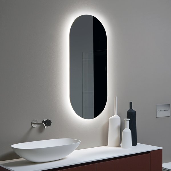 antoniolupi USB LED-Spiegel, Breite: 108cm, Höhe 50cm, oben und unten abgerundet, Lichtfarbe: 4000K, neutralweiß-USB10108W-4000