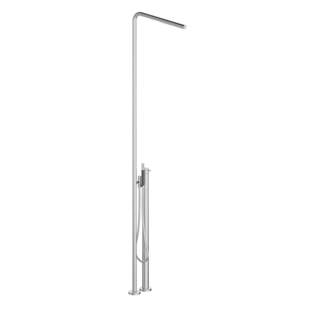 vola FS3 freistehender Brause-Einhebelmischer mit Handbrause, Tiefe:540mm, Hebel:25mm, edelstahl-FS3-40