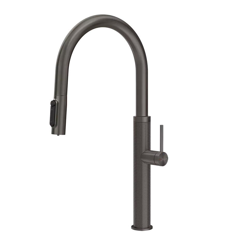 Gessi 316 FILTERED Einhebelmischer mit Schwenkarm und Auszugsbrause mit 2 Strahlfunktionen, mit Filterwasserfunktion, Oberfläche CESELLO, zur Kombination mit dem Filtrationskit 01595, metall schwarz gebürstet PVD - 60826707
