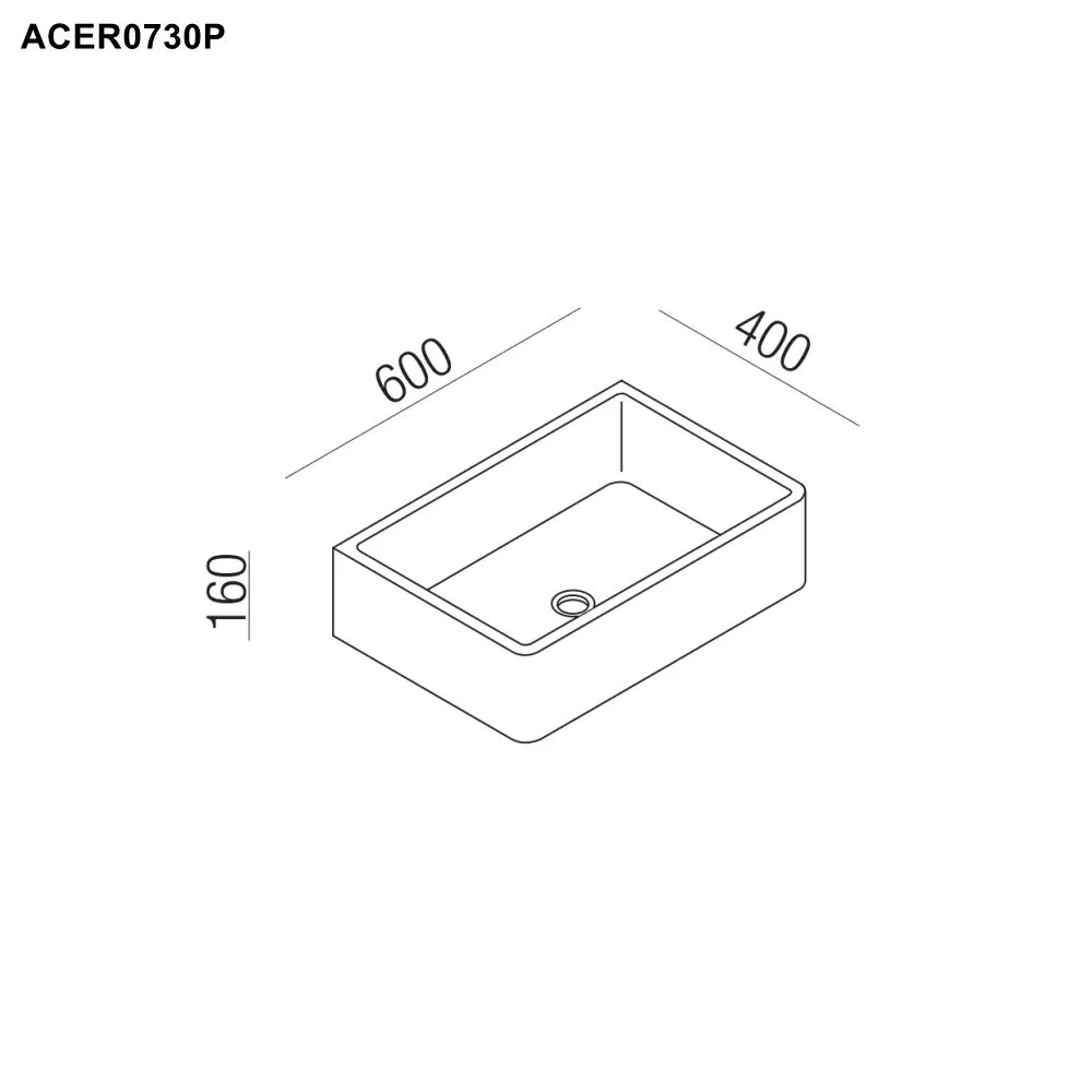 Agape CARRARA Aufsatzbecken aus Naturstein, Breite: 60cm, Tiefe: 40cm, Höhe: 16cm, inklusive Ablaufgarnitur, bianco carrara - ACER0721PMC