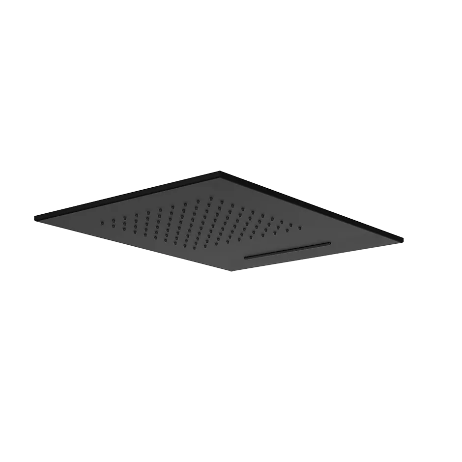 Gessi EMPORIO Antikalk-Kopfbrause zur Deckenmontage, 500x380mm, Funktion: Regen und Wasserschwall, 1/2 Anschluss, inkl. Befestigung und Flexschlauch 1/2 x 600mm, bei 3 bar Druck ca. 8 l/min Regen und 15,5 l/min Schwall, schwarz matt - 33189299