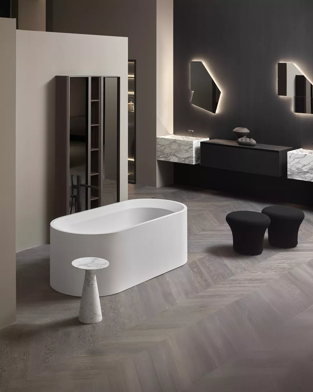 antoniolupi OASI freistehende Badewanne aus Cristalplant®, Breite: 180cm, Tiefe: 85cm, Höhe: 55cm, weiß matt-OASI40