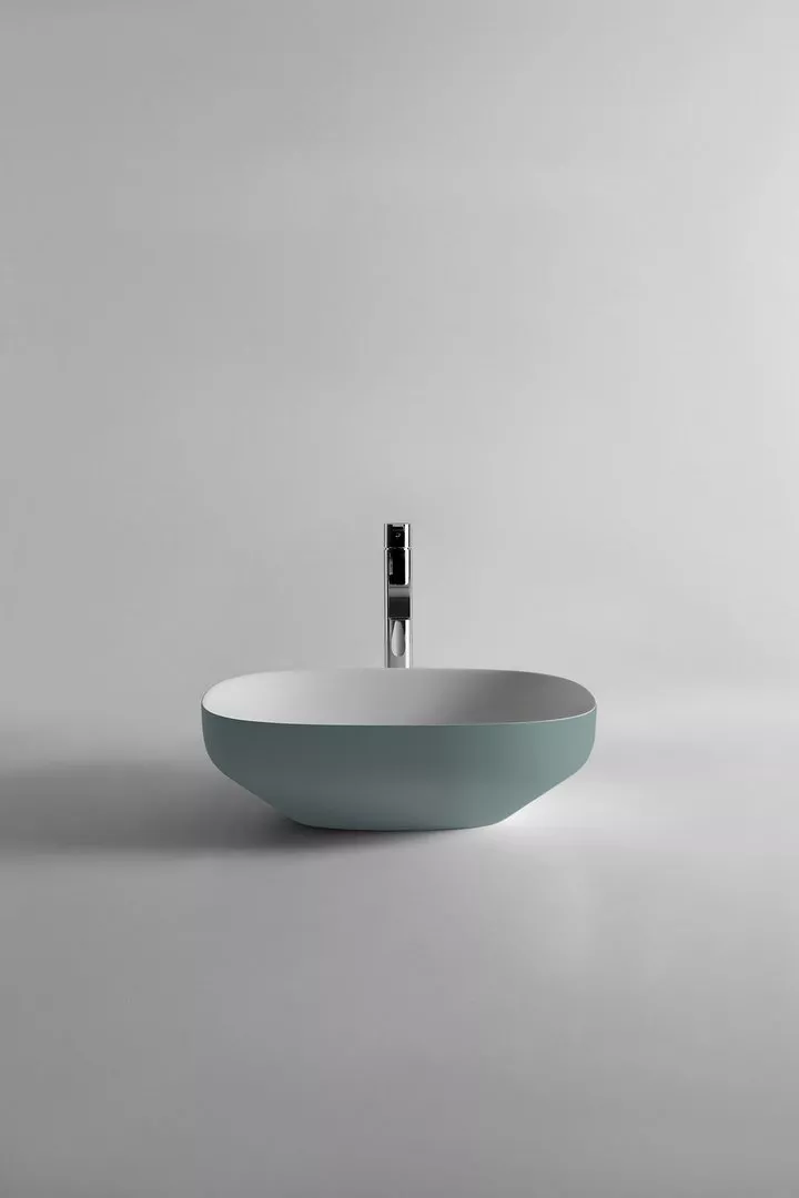 antoniolupi AGO Aufsatzbecken aus Flumood®, Breite: 50cm, Tiefe: 45cm, Höhe: 15cm, innen weiß matt, außen lackiert nach antoniolupi Farbkarte-AGO3-5-DIV