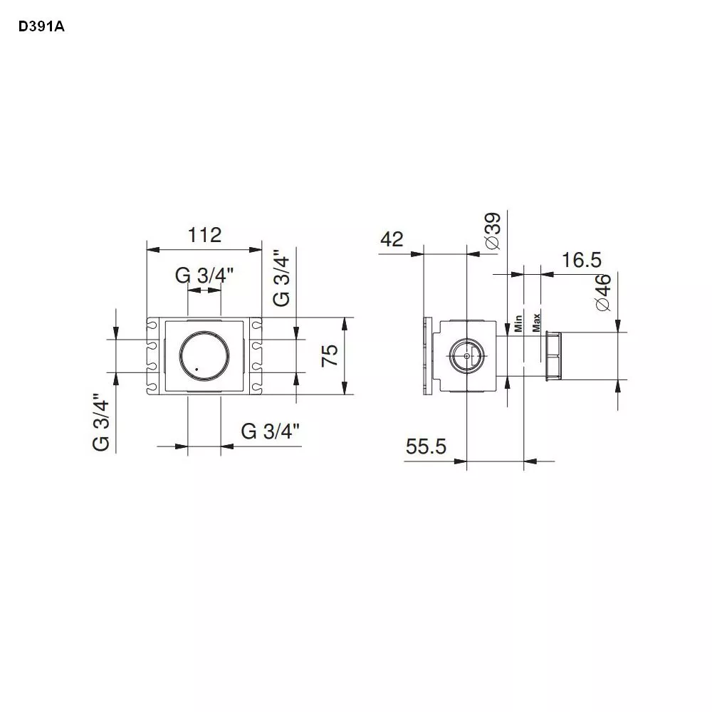 Fantini Unterputz-Einbauteil-Absperrventil 3/4¨-1900D391A