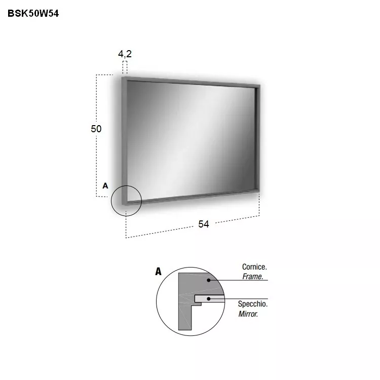 antoniolupi BESPOKE rechteckiger LED-Spiegel, 4000K-BSK50W54