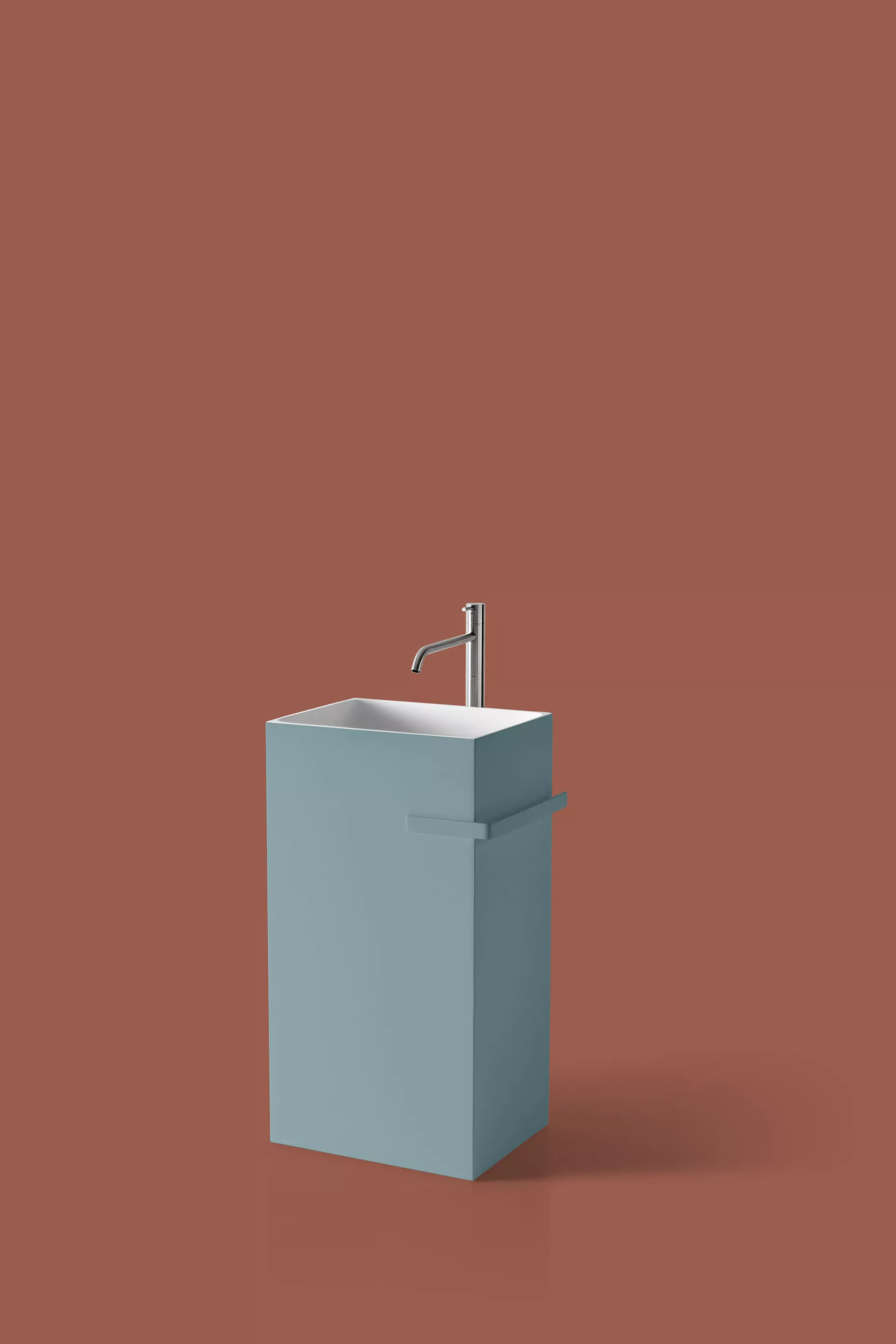 antoniolupi FUSTO freistehendes Waschbecken aus Flumood®, Breite: 45cm, Tiefe: 35cm, Höhe: 85cm, innen weiß matt, außen lackiert nach antoniolupi Farbkarte - FUSTO-5-DIV