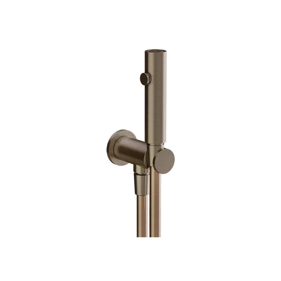 Gessi ANELLO Hygiene-Shut-Off-Handbrause mit Brausehalter zur Wandmontage, 1-Strahl, mit Wandanschlussbogen, 1/2 Anschluss, coffee bronze gebürstet PVD - 45123761 Gessi ANELLO Hygiene-Shut-Off-Handbrause mit Brausehalter zur Wandmontage, 1-Strahl, mit Wandanschlussbogen, 1/2 Anschluss, coffee bronze gebürstet PVD - 45123761