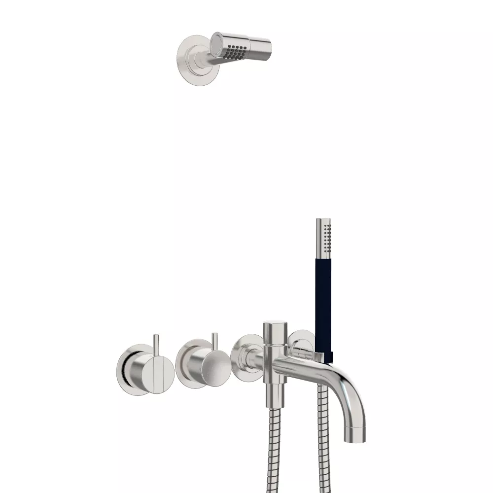 vola 2441DT8-081 UP-Wannen-Einhebelmischer mit 2-Wege-Umstellung, Ausladung:200mm, mit Wand-Kopfbrause 080, Hebel:25mm, chrom-2441DT8-081-16