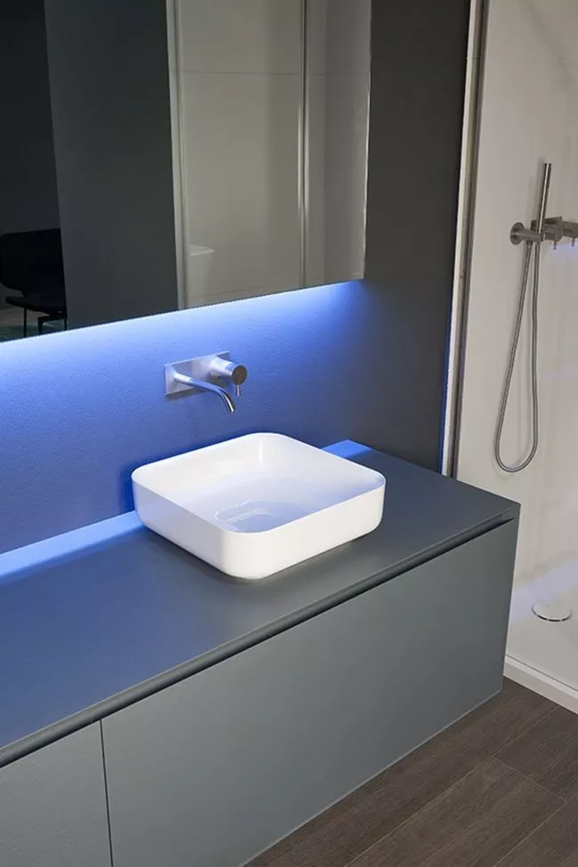 antoniolupi BOLOMOOD quadratisches Aufsatzbecken aus Flumood®, 40x40cm, weiß matt-BOLOMOOD40-2
