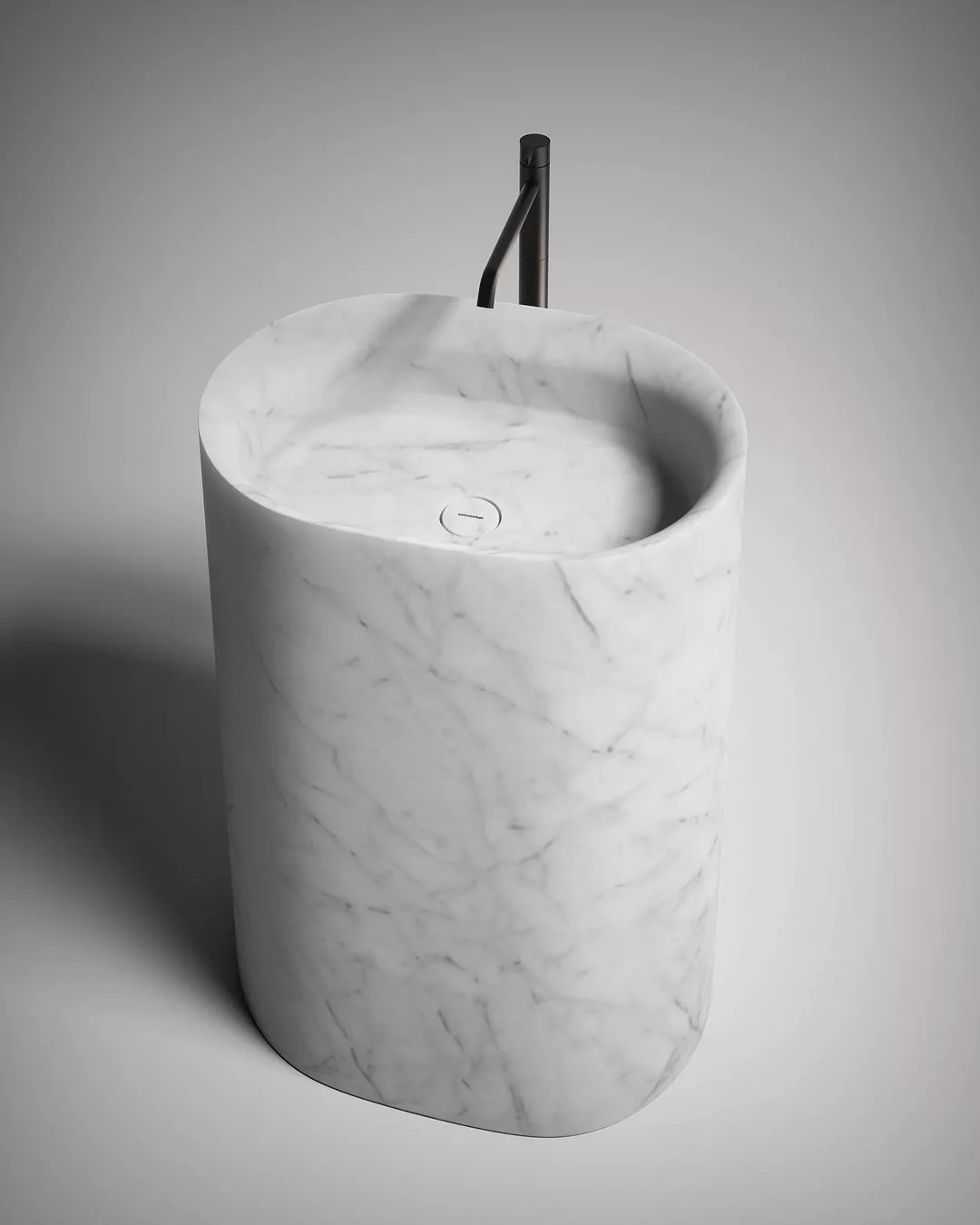 antoniolupi NEBULA STONE freistehendes Waschbecken aus Naturstein, 63x45x85cm, bianco carrara - NEBULA63-BIANCO-CARRARA
