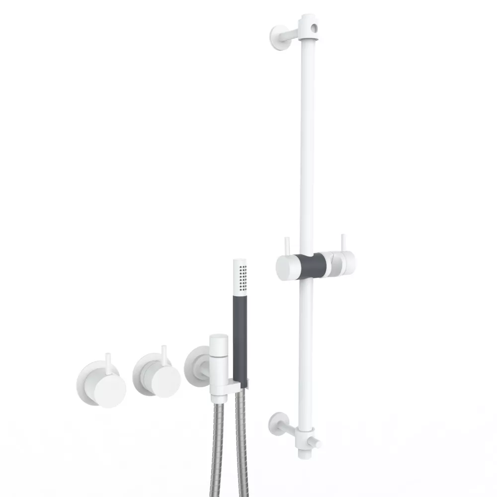 vola 5171R-T34 Unterputz-Brause-Thermostat mit Brausestange und Brausegarnitur T34, Hebel:25mm, weiß matt-5171R-T34-28