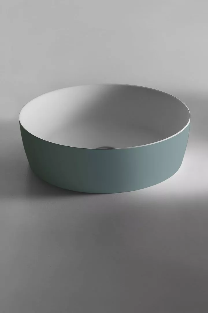 antoniolupi CATINO rundes Aufsatzbecken aus Flumood®, Durchmesser: 50cm, innen weiß matt, außen lackiert nach antoniolupi Farbkarte-CATINO-5-DIV