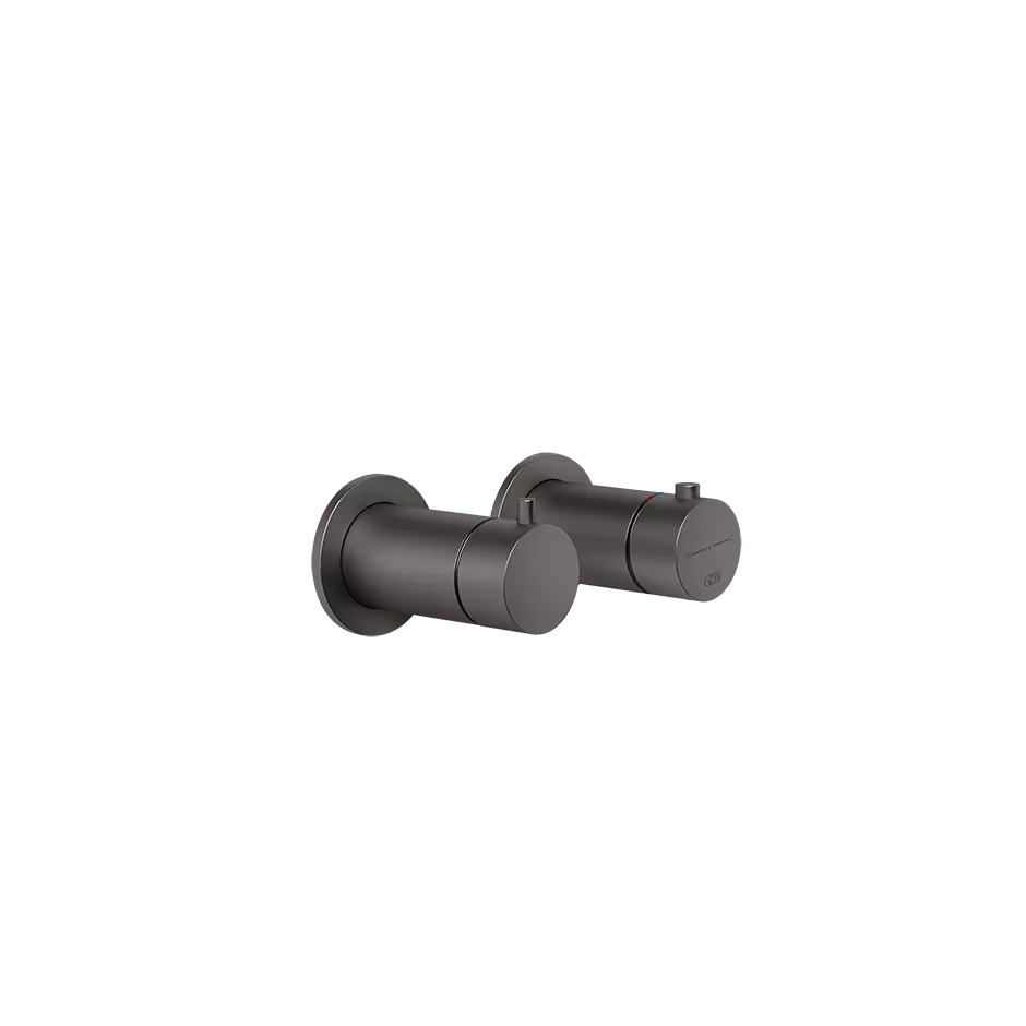 Gessi ANELLO Außenteil für Unterputz-Thermostat, 2-Wege, mit Thermostatkartusche, Rückflussverhinderer und einzelnen runden Rosetten, metall schwarz gebürstet PVD - 63333707