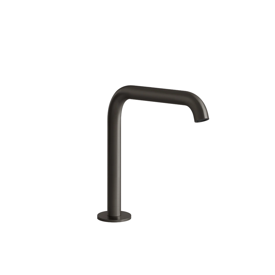 Gessi 316 Waschtisch-Auslauf zur Tischmontage für separaten Einhebelmischer oder Sensor, Ausladung: 156mm, Höhe 160mm, 1/2 Anschluss, metall schwarz gebürstet PVD - 54091707