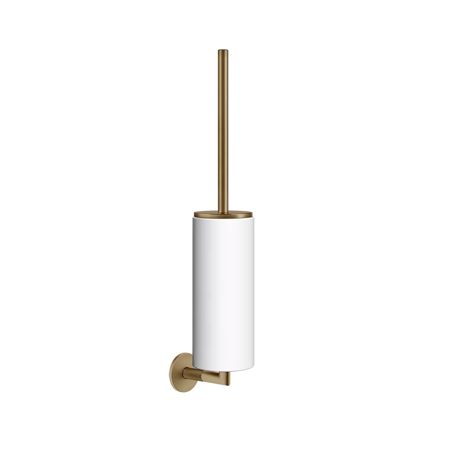 Gessi ANELLO WC-Bürstengarnitur zur Wandmontage, mit weißem Behälter, warmes bronze gebürstet PVD - 63719726 Gessi ANELLO WC-Bürstengarnitur zur Wandmontage, mit weißem Behälter, warmes bronze gebürstet PVD - 63719726