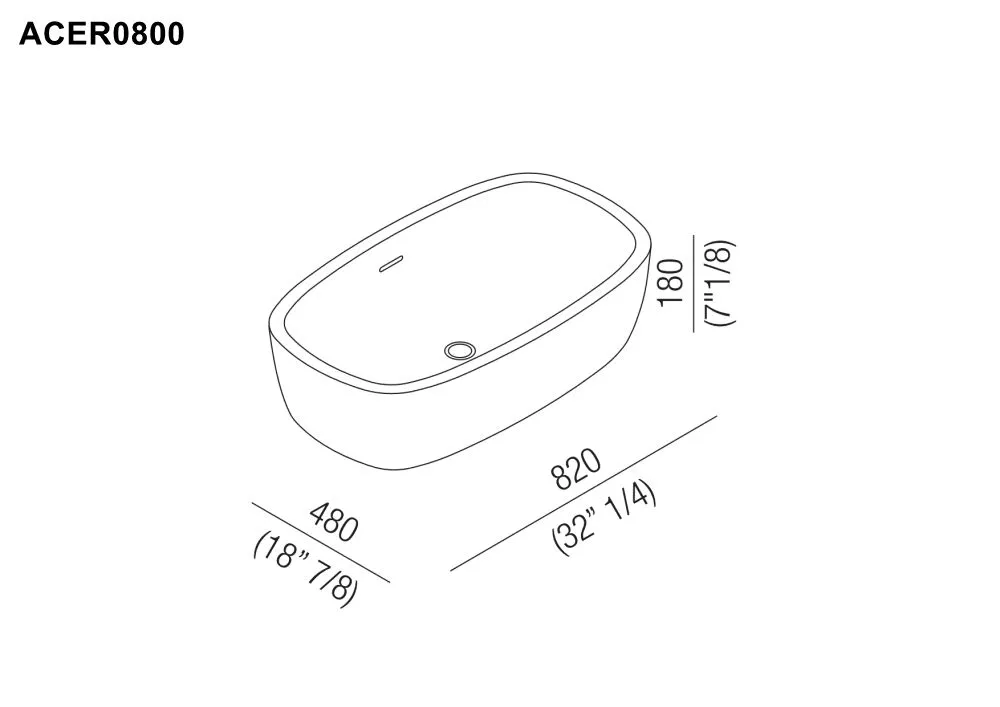 Agape DEEP Aufsatzbecken aus Cristalplant®, Breite: 82cm, Tiefe: 48cm, Höhe: 18cm, weiß matt - ACER0800Z