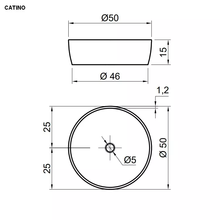antoniolupi CATINO rundes Aufsatzbecken, D:50cm, weiß matt, Ablaufgarnitur weiß matt-CATINO