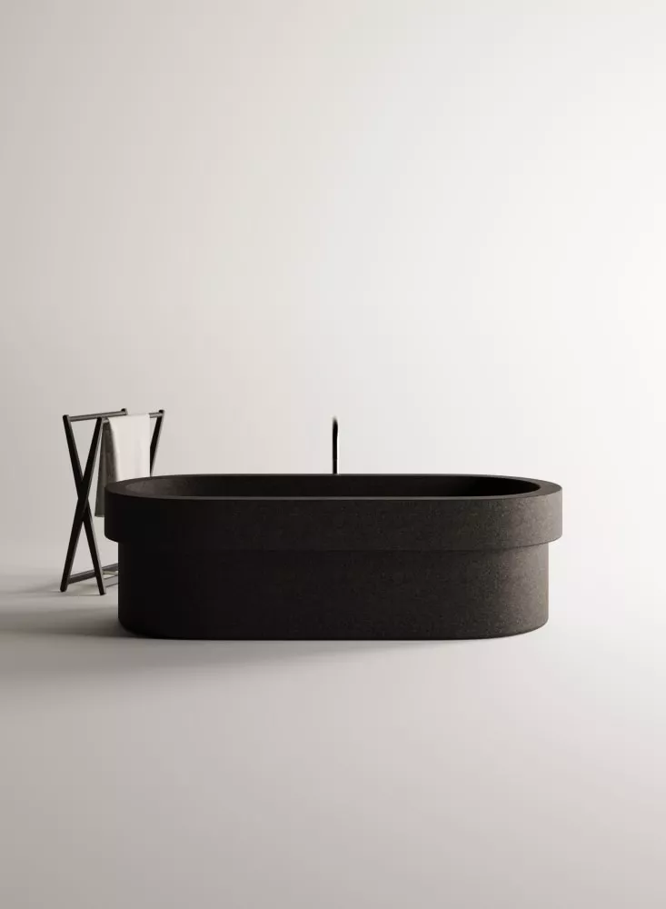 Agape CENOTE LAVA freistehende Badewanne aus Vulkangestein, Breite: 184cm, Tiefe: 85cm, Höhe: 54cm, innen poliert, pietra lavica - AVAS1099PL