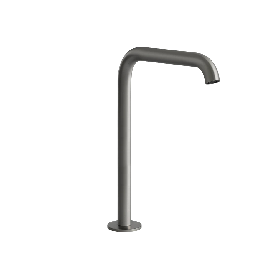 Gessi 316 Waschtisch-Auslauf zur Tischmontage für separaten Einhebelmischer oder Sensor, Ausladung: 156mm, Höhe 228mm, 1/2 Anschluss, edelstahl matt gebürstet - 54093239