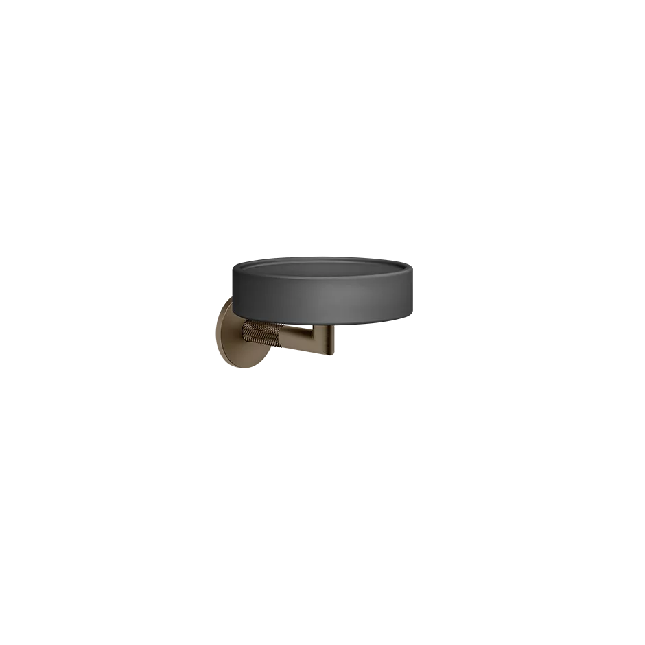 Gessi ANELLO Seifenhalter zur Wandmontage, mit schwarzer Schale, coffee bronze gebürstet PVD - 63702761