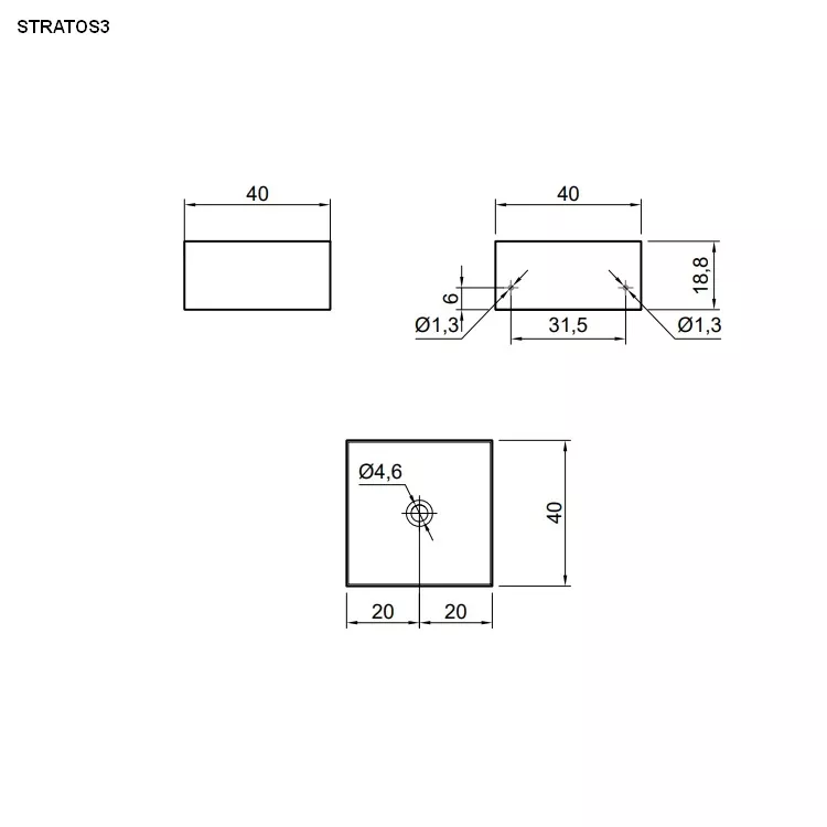 antoniolupi STRATOS quadratisches Aufsatzbecken, 40x40x18,8cm, weiß matt, Ablaufgarnitur weiß matt-STRATOS3_A
