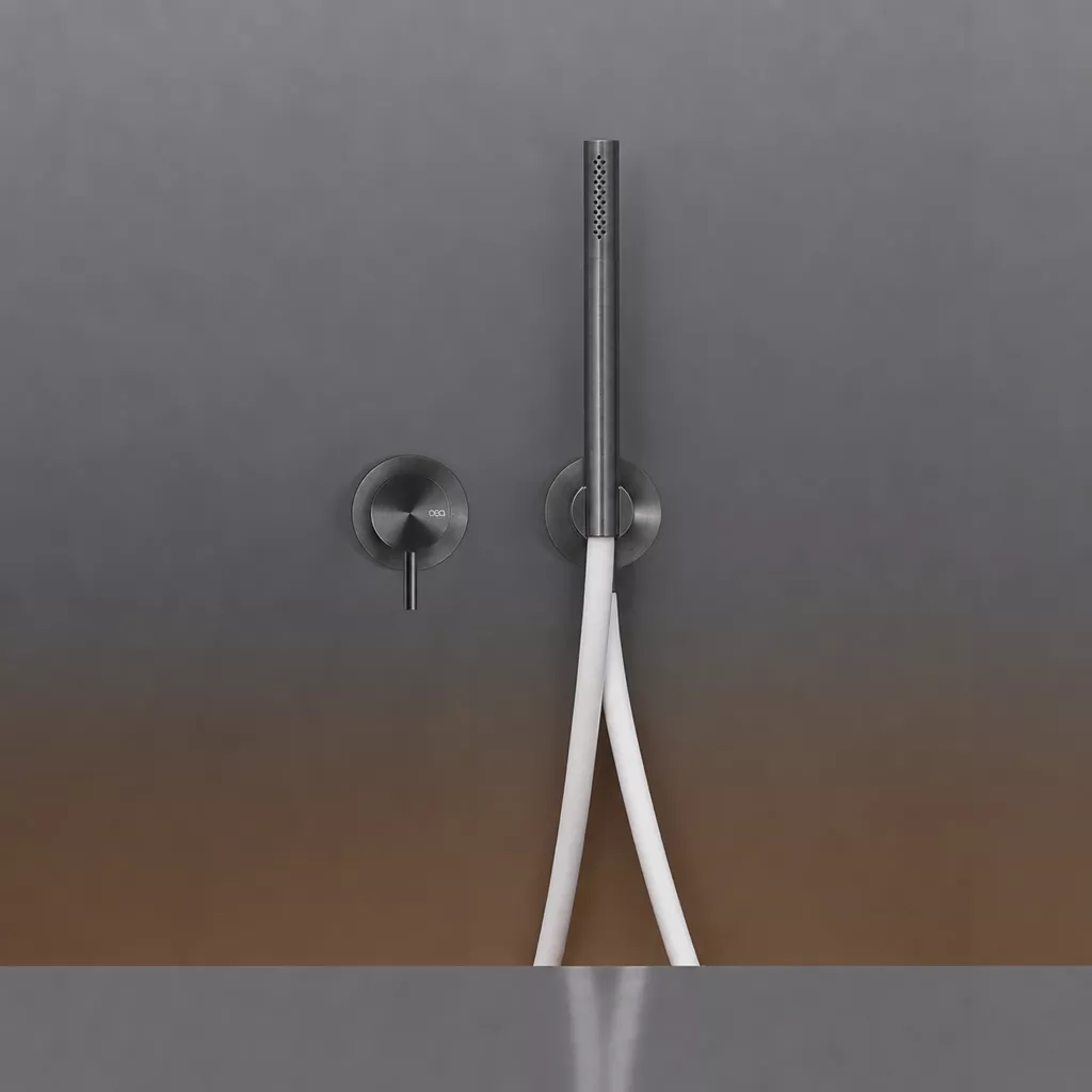 cea MIL 144 Wand-Brause-Eingriffmischer mit Stabhandbrause, Schlauchfarbe weiß nach RAL 9016, black diamond satiniert - MIL144WKDS cea MIL 144 Wand-Brause-Eingriffmischer mit Stabhandbrause, Schlauchfarbe weiß nach RAL 9016, black diamond satiniert - MIL144WKDS