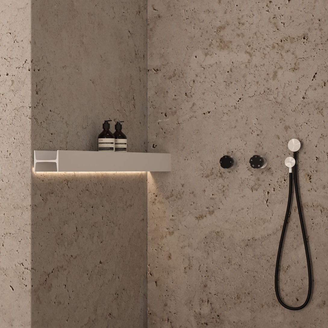 antoniolupi LETTERAMUTA beleuchtete Wandablage ohne Ablaufschlitz - LEMU1127-5-BIANCO-4000