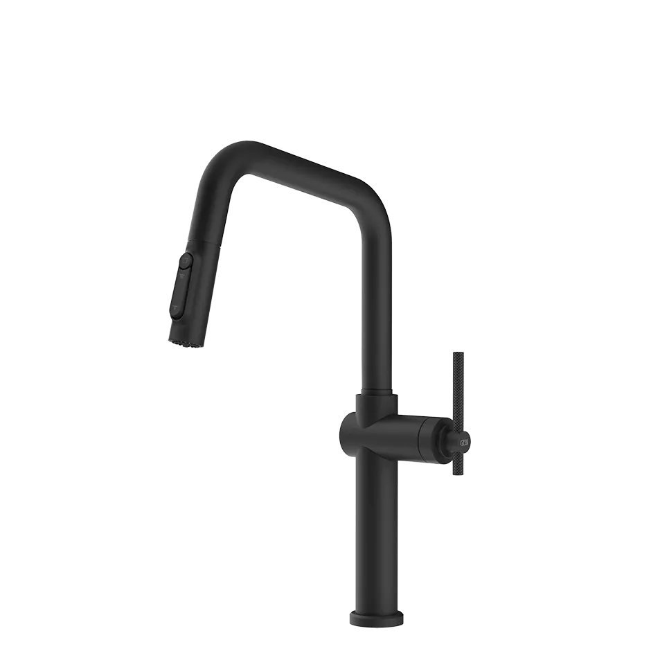 Gessi HABITO FILTERED Einhebelmischer mit Schwenkarm und Auszugsbrause mit 2 Strahlfunktionen, mit Filterwasserfunktion, zur Kombination mit dem Filtrationskit 01595, schwarz matt - 60852299