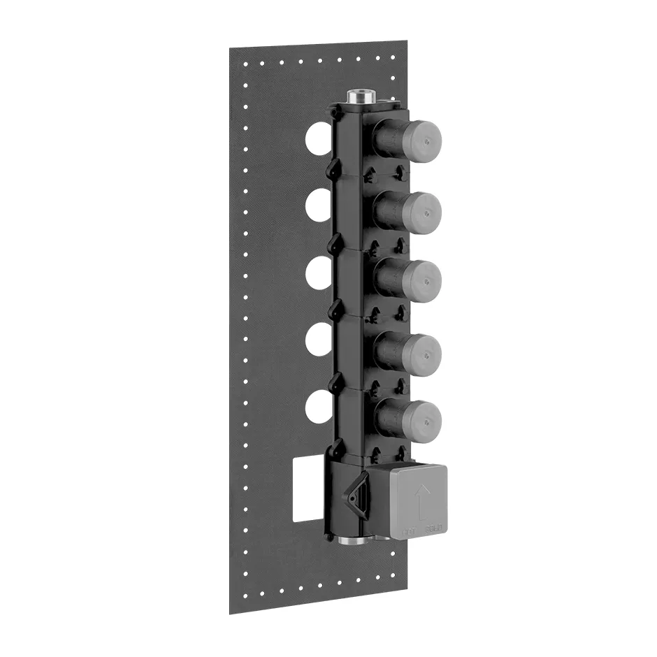 Gessi Unterputzkörper für 5-Wege-Hochleistungsthermostat zur Wandmontage, 3/4 Anschluss, Thermostatkartusche, Keramik-Ventile und Rückflussverhinderer, chrom - 43109031