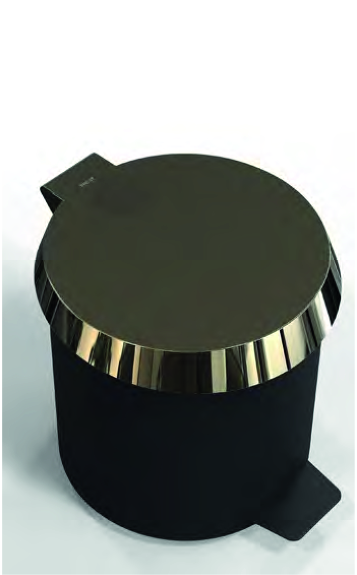 Frost PEDALEIMER 250, Höhe:253mm, schwarz matt/gold poliert-N3001-GB