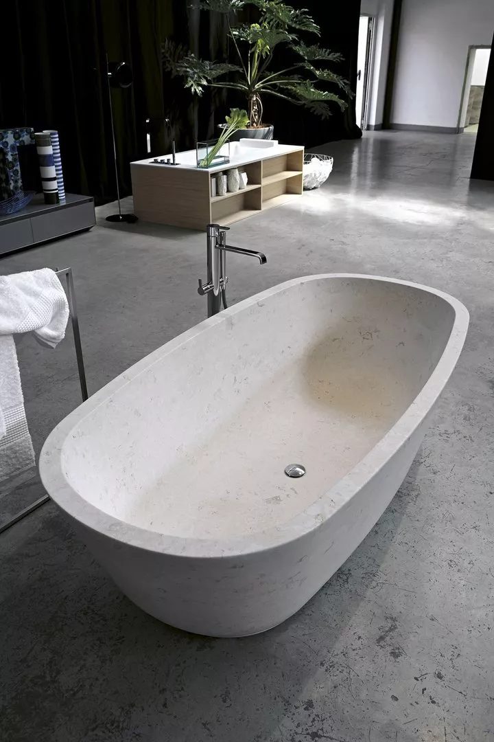 antoniolupi BAÌA Badewanne aus Naturstein, 185x90x50cm, pietra luna-BAIA-PIETRALUNA
