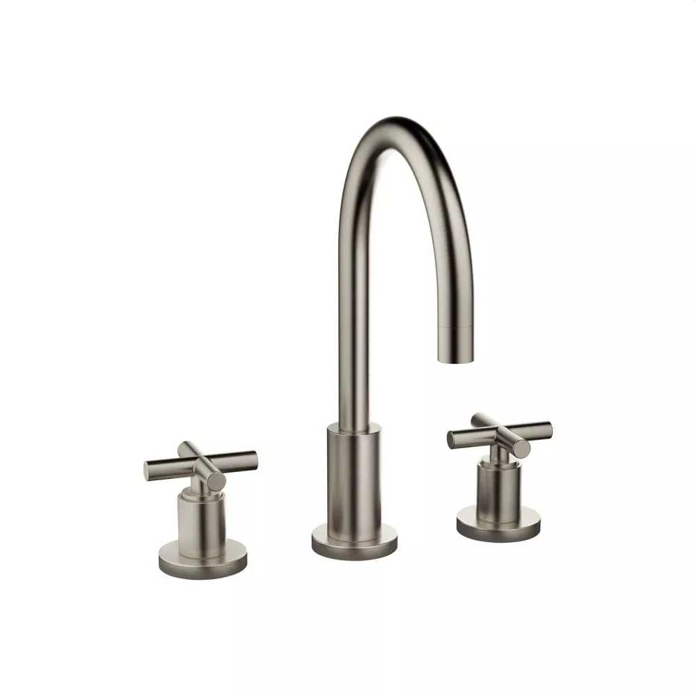 Dornbracht TARA Waschtisch-Dreilochbatterie mit Ablaufgarnitur, platin matt-20713892-06