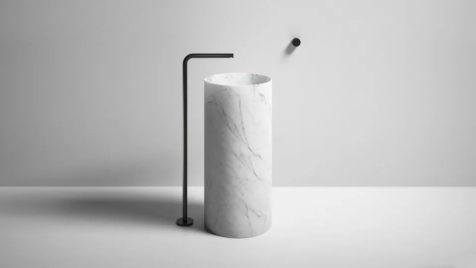 antoniolupi BREEZE STONE freistehendes Rund-Waschbecken aus Naturstein, 85x40cm, bianco carrara-BREEZEST40-BIANCO-CARRARA