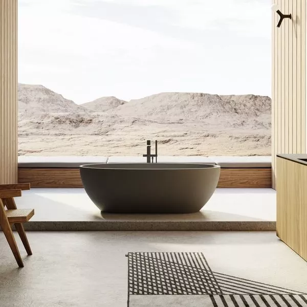 antoniolupi REFLEXLIGHT freistehende Badewanne aus Flumood®, 169x89x53cm, Wanneninnenraum weiß matt, außen lackiert in mamba-REFLEXLIGHT-5-MAMBA
