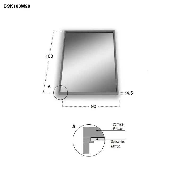 antoniolupi BESPOKE rechteckiger LED-Spiegel, 4000K-BSK100W90