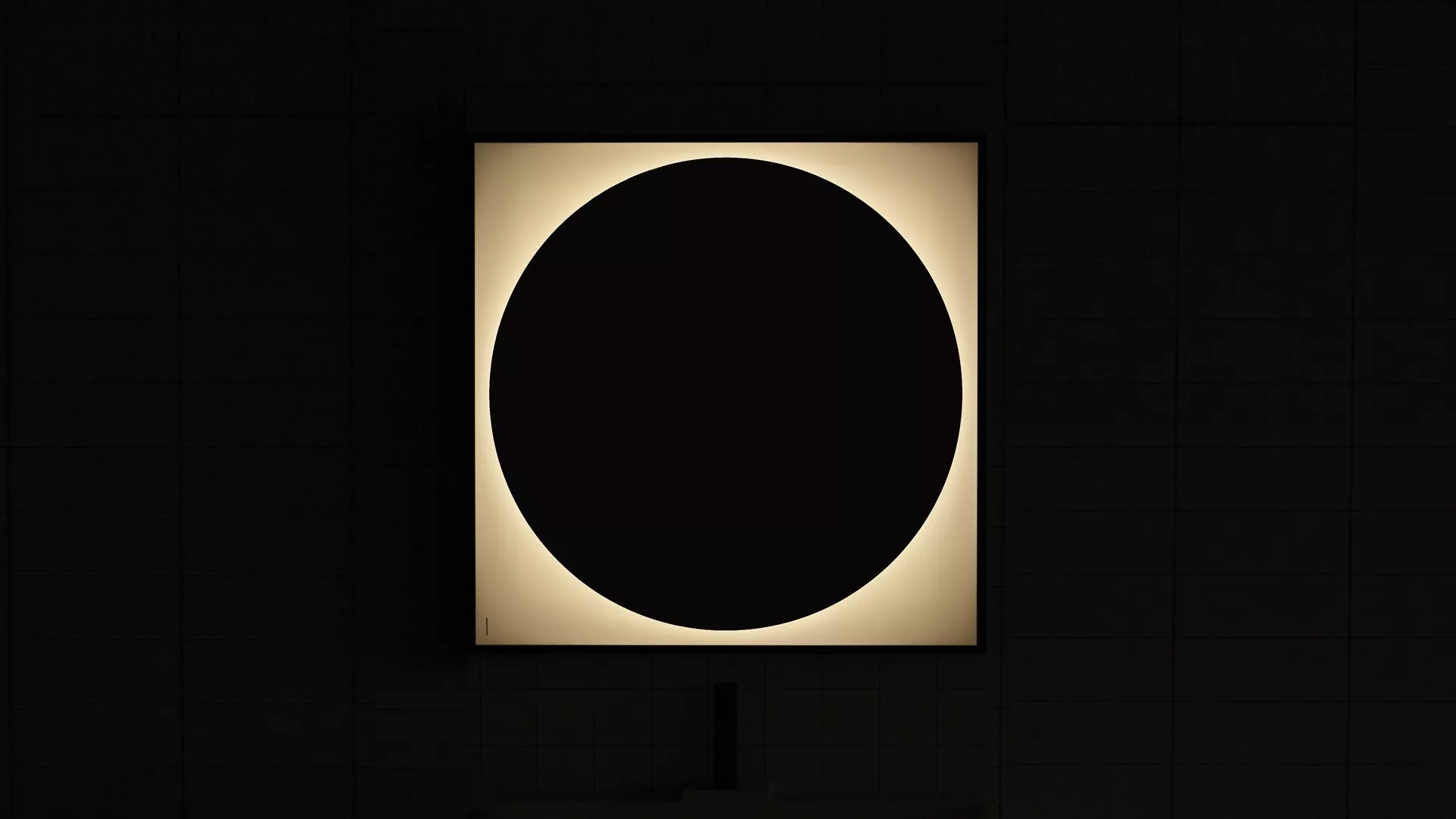 antoniolupi MOON 2-Schicht-Spiegel mit Hintergrundbeleuchtung, Breite: 70cm, Höhe: 70cm, Lichtfarbe: 3000K, warmweiß, Aluminiumrahmen schwarz matt-MOON7070W-3000