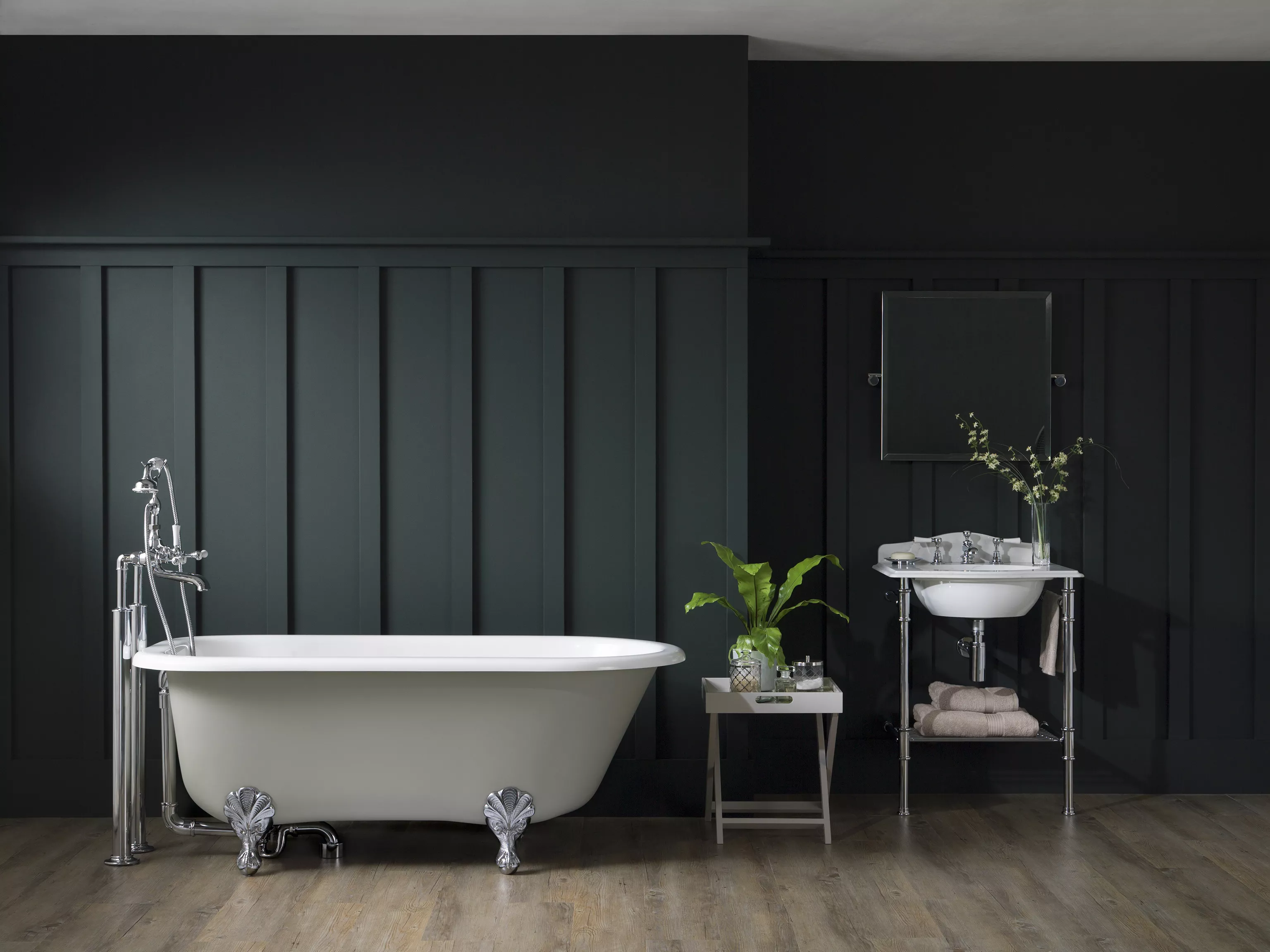 victoria + albert HAMPSHIRE freistehende Badewanne mit Überlauf und Klauenfüßen, Badewanne weiß glänzend-HA1-N-SW-OF+FT-HAM-SW