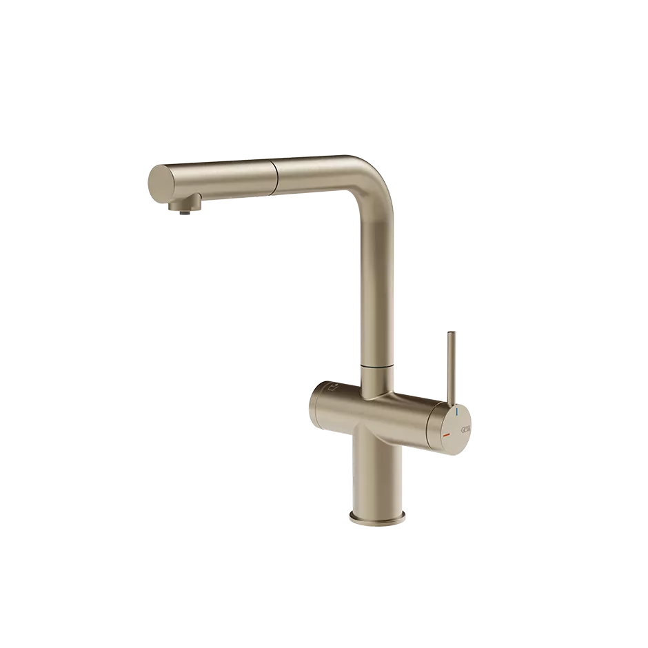 Gessi INEDITO FILTERED Einhebelmischer mit Schwenkarm und Auszugsbrause mit 1 Strahlfunktion, mit Filterwasserfunktion, zur Kombination mit dem Filtrationskit 01595, Finox Optik - 60572149